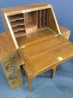 Lot 956 - A 20TH CENTURY CHINESE BUREAU AND STOOL