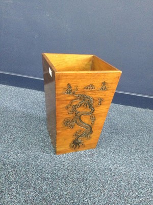 Lot 957 - A 20TH CENTURY CHINESE WOOD PAPER BIN
