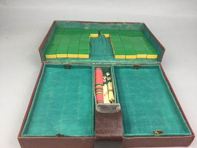 Lot 27 - A MID-20TH CENTURY MAH JONG SET, ALONG WITH OTHER CHINESE ITEMS