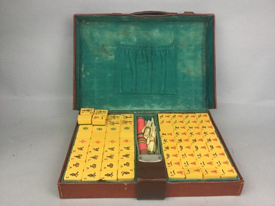 Lot 27 - A MID-20TH CENTURY MAH JONG SET, ALONG WITH OTHER CHINESE ITEMS