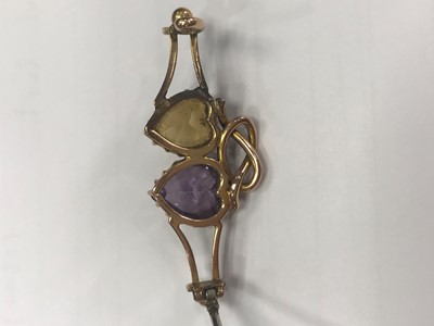 Lot 1379 - GEM SET BROOCH AND A RING