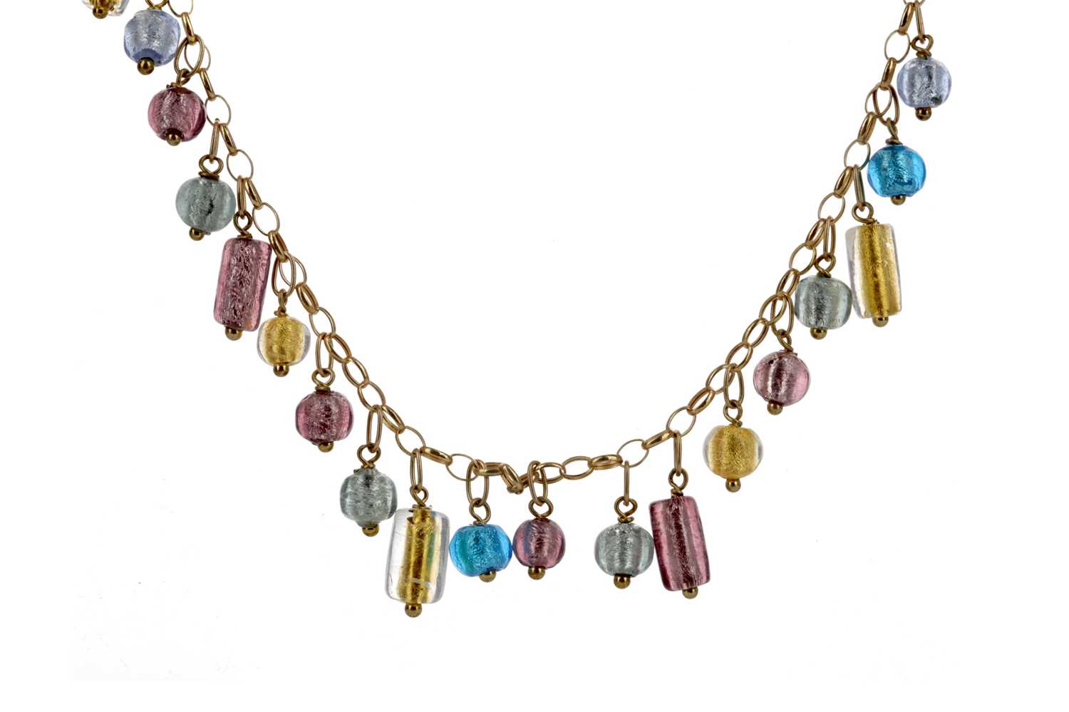 Lot 1392 - A COLOURED GLASS BEAD NECKLACE