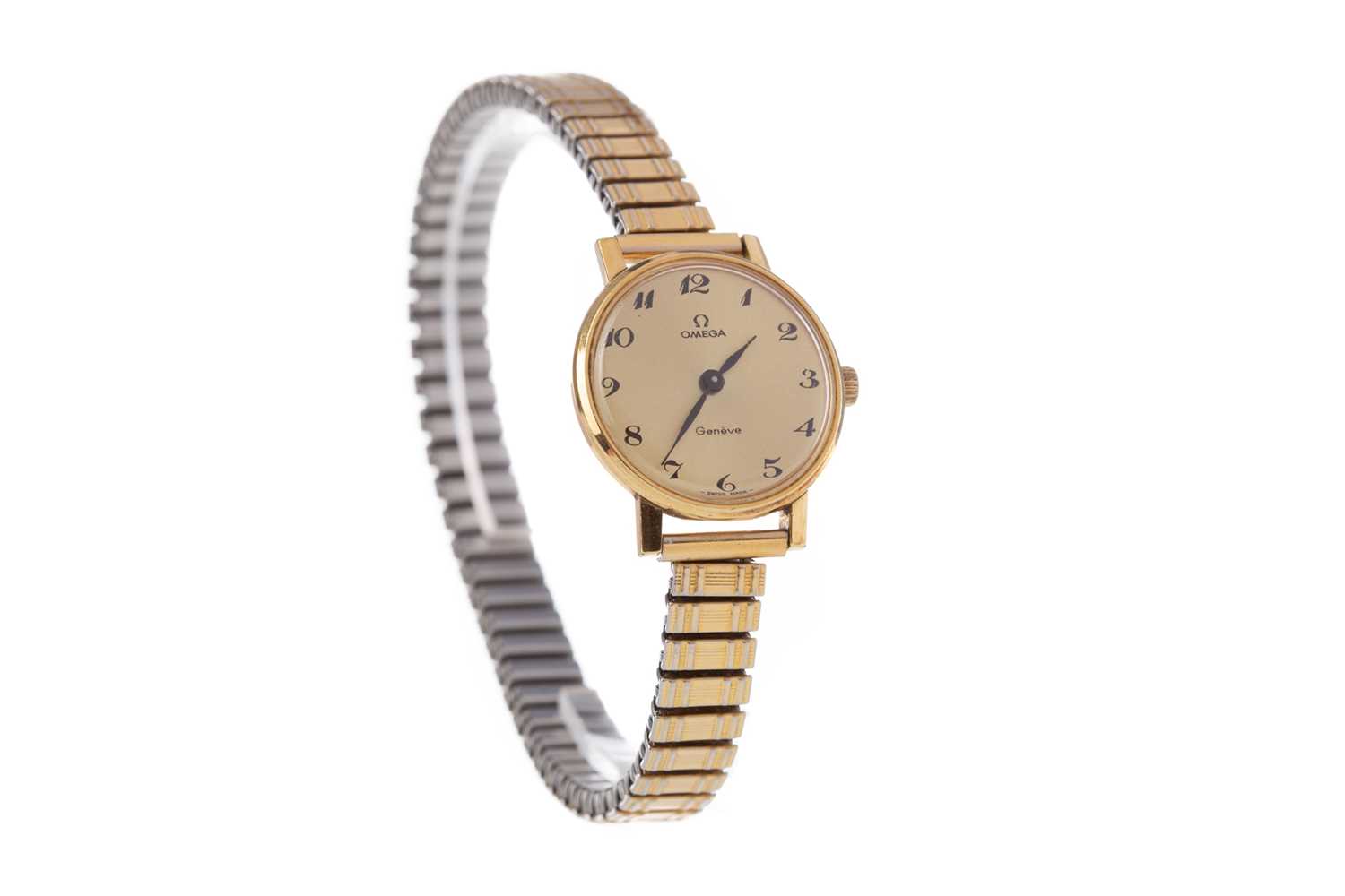 Lot 707 - A LADY'S OMEGA GOLD PLATED MANUAL WIND WRIST WATCH