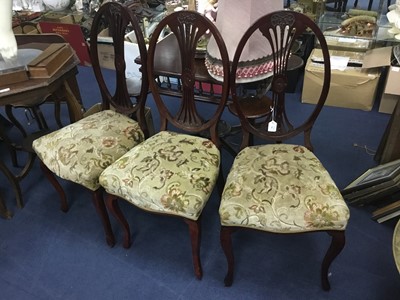 Lot 241 - A LOT OF THREE EARLY 20TH CENTURY MAHOGANY DRAWING ROOM CHAIRS