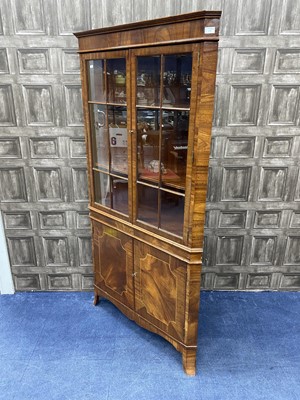 Lot 221 - A MAHOGANY REPRODUCTION CORNER DISPLAY CABINET