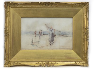 Lot 85 - FISHER WOMEN, A WATERCOLOUR BY FRANK ROUSSE