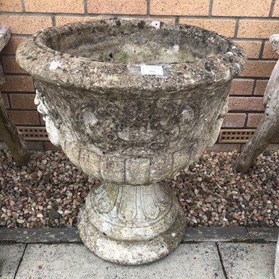 Lot 220 - A PAIR OF STONE GARDEN URNS