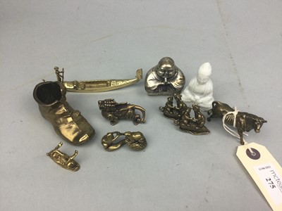 Lot 275 - A LOT OF BRASS ANIMAL FIGURES AND OTHER ITEMS