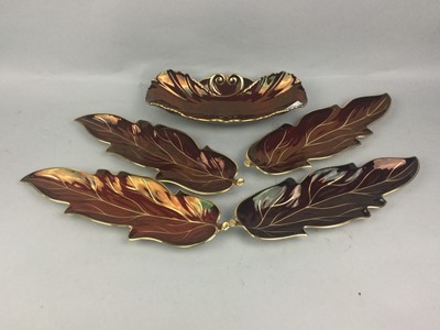 Lot 296 - A LOT OF NINE CARLTON WARE ROUGE ROYALE LEAF FORM DISHES