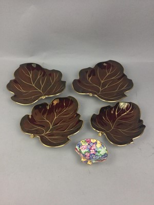 Lot 296 - A LOT OF NINE CARLTON WARE ROUGE ROYALE LEAF FORM DISHES