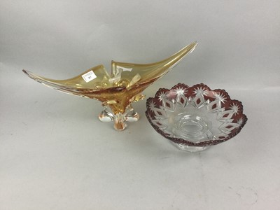 Lot 307 - A MURANO GLASS DISH, ALONG WITH A BOWL