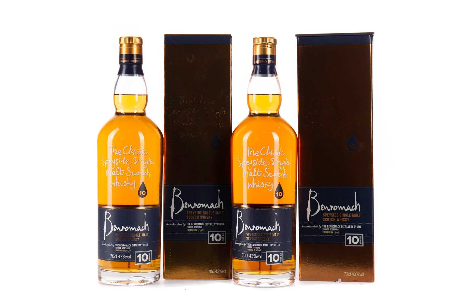 Lot 18 - TWO BOTTLES OF BENROMACH 10 YEARS OLD