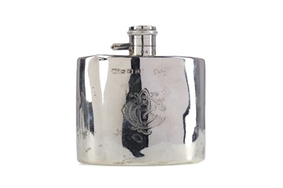 Lot 503 - A SILVER BOWED HIP FLASK