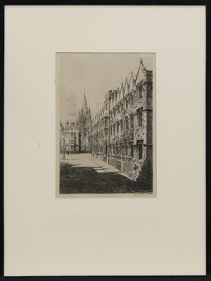 Lot 99 - ORIEL COLLEGE, ST MARY'S CHURCH, OXFORD, AN ETCHING BY WILLIAM MONK