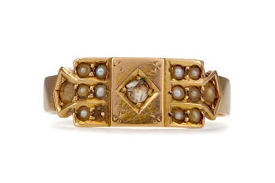 Lot 1490 - A PARTIAL SEED PEARL AND DIAMOND RING