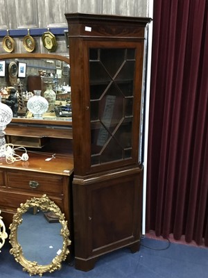 Lot 376 - A MAHOGANY CORNER DISPLAY CABINET