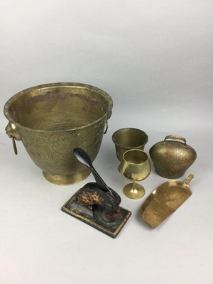 Lot 347 - A BRASS PLANTER ALONG WITH OTHER BRASS WARE