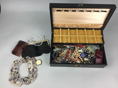 Lot 379 - A LOT OF COSTUME JEWELLERY CONTAINED IN A JEWELLERY BOX