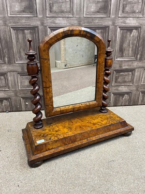 Lot 348 - A VICTORIAN BURR WALNUT DRESSING TABLE MIRROR