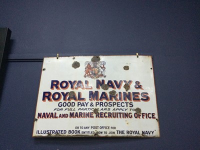 Lot 358 - AN ENAMELLED ROYAL NAVY & MARINES RECRUITMENT SIGN