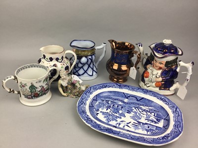 Lot 431 - A LOT OF VICTORIAN CERAMICS INCLUDING AN ALLERTONS TEA POT