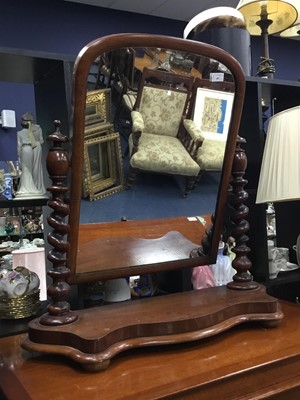 Lot 487 - A VICTORIAN MAHOGANY DRESSING MIRROR AND ANOTHER DRESSING MIRROR