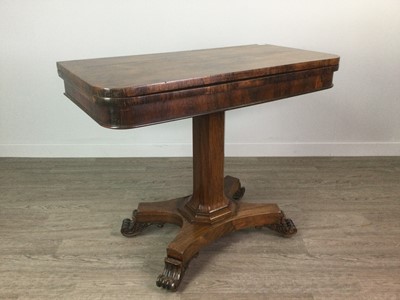 Lot 1694 - A VICTORIAN ROSEWOOD TURNOVER CARD TABLE