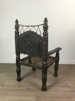 Lot 120 - EARLY 20TH CENTURY ANGLO-INDIAN ARMCHAIR