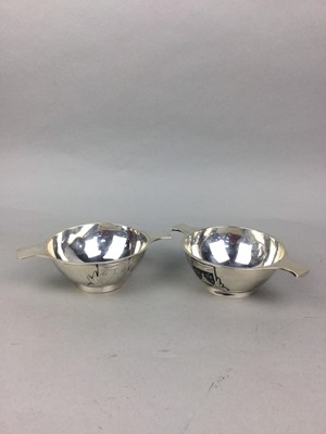 Lot 503 - A PAIR OF SILVER QUAICHS