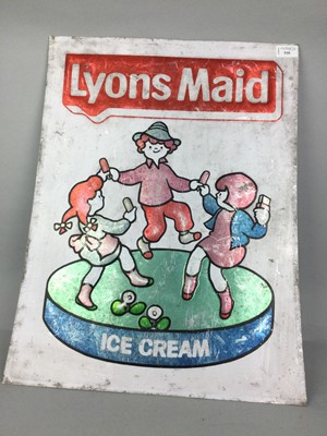 Lot 510 - A VINTAGE 'LYONS MAID ICE CREAM' METAL ADVERTISEMENT SIGN