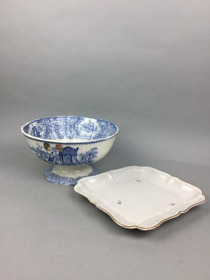 Lot 511 - A LATE 19TH CENTURY BELLS POTTERY BLUE AND WHITE PUNCH BOWL AND OTHER CERAMICS