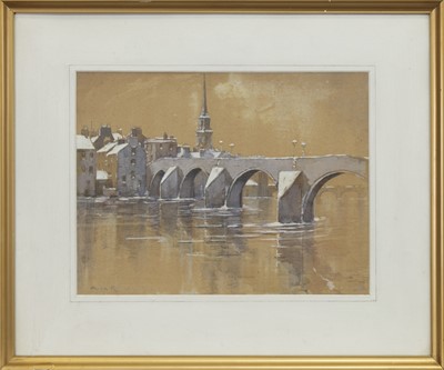 Lot 90 - BRIDGE STUDY, A WATERCOLOUR BY ALEXANDER GIBSON