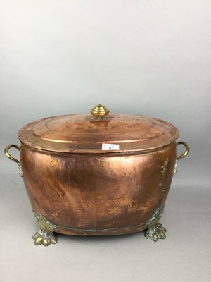 Lot 517 - A COPPER OVAL COAL DEPOT AND COVER