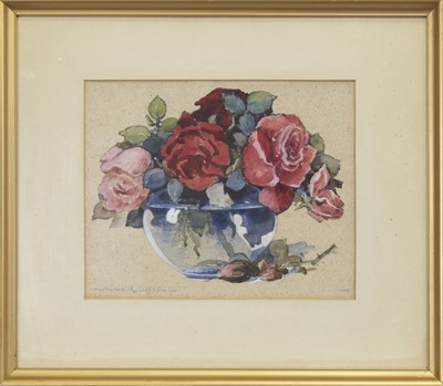 Lot 91 - STILL LIFE WITH ROSES, A WATERCOLOUR BY ALEXANDER ROY GIBSON