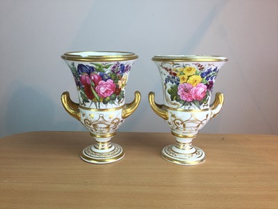 Lot 182 - A PAIR OF VICTORIAN ENGLISH PORCELAIN VASES