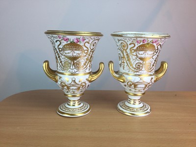 Lot 182 - A PAIR OF VICTORIAN ENGLISH PORCELAIN VASES