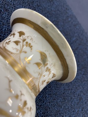 Lot 185 - A PAIR OF VICTORIAN ENGLISH PORCELAIN VASE, ALONG WITH ANOTHER