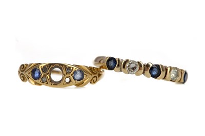 Lot 511 - TWO BLUE GEM SET AND DIAMOND RINGS