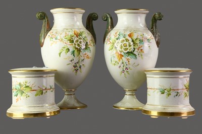 Lot 175 - A PAIR OF LATE VICTORIAN PORCELAIN VASES