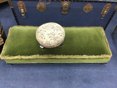 Lot 405 - A VICTORIAN HEARTH STOOL AND A FOOTSTOOL