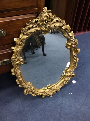 Lot 409 - A 20TH CENTURY GILT FRAMED WALL MIRROR AND TWO OTHER MIRRORS