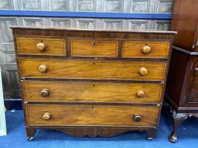 Lot 370 - A 19TH CENTURY MAHOGANY CHEST OF DRAWERS