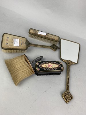 Lot 567 - A DRESSING TABLE SET, A BAROMETER, A BLOTTER AND OTHER ITEMS