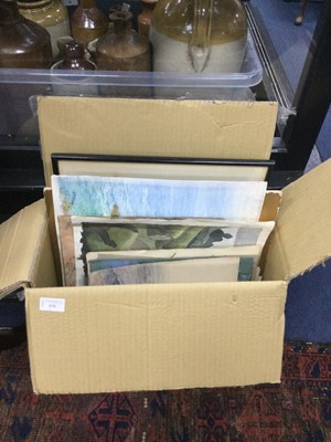 Lot 575 - A GROUP OF UNFRAMED WATERCOLOURS AND OILS