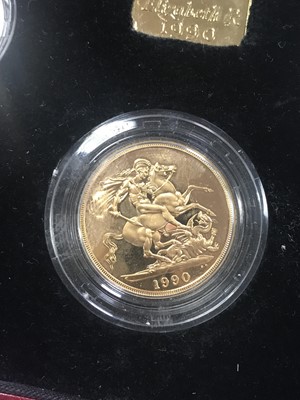 Lot 15 - ELIZABETH II GOLD PROOF SOVEREIGN THREE COIN SET DATED 1990