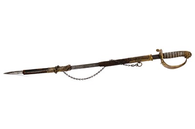 Lot 1707 - A VICTORIAN NAVAL OFFICER'S DRESS SWORD