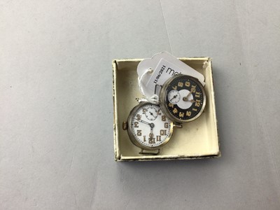 Lot 160A - A LOT OF TWO EARLY 20TH CENTURY SILVER CASED TRENCH WATCHES