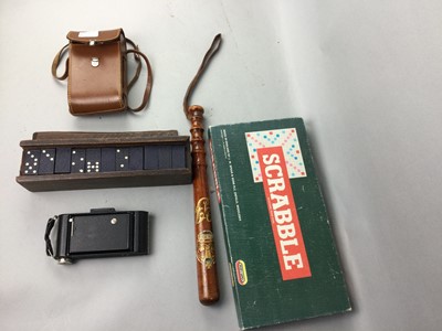 Lot 180A - GEORGE VI POLICE BATON, ALONG WITH GAMES AND A CAMERA