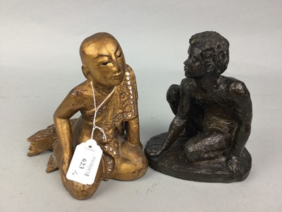 Lot 623 - AN EASTEN GILT WOOD MODEL OF A DEITY AND ANOTHER FIGURE