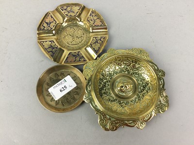 Lot 625 - A GROUP OF THREE BRASS ASHTRAYS